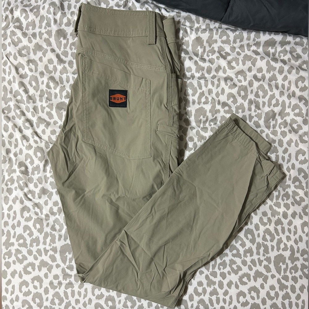 BRUNT Men’s Tan Utility Work Pants Performance Stretch Durable Workwear